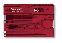 Швейцарская карточка VICTORINOX SwissCard Classic, 10 функций, полупрозрачная красная