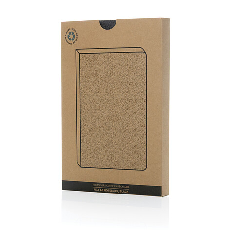 Блокнот Phrase из переработанных фетра и бумаги GRS, А5, 80 г/м², черный