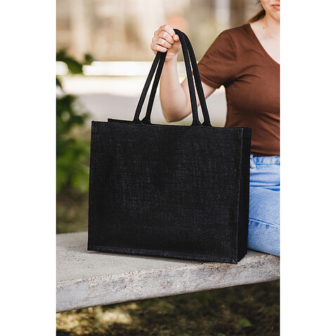 Джутовая сумка-шоппер Nice Shopper, черная