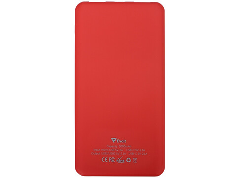 Портативное зарядное устройство Reserve с USB Type-C, 5000 mAh, красный