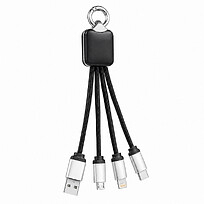 Кабель - брелок Plug с подсветкой гравировки, черный